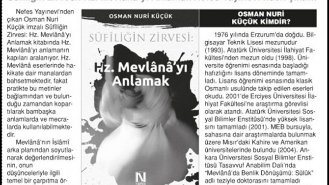 Sûfîliğin Zirvesi: Hz. Mevlânâ'yı Anlamak ÖnceVatan Gazetesi'nde yer aldı.